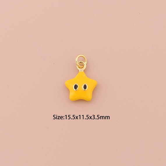18K Gold Star Charms,Enamel Minimalist Charms Pendants,Star Charm for DIY Jewelry Making Supply