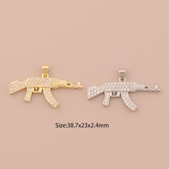 18K Gold Weapon Charms,CZ Pave Weapon Charms Pendants,Weapon Charm for DIY Jewelry Making Supply