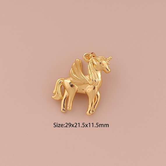 18K Gold Pegasus Charms,Minimalist Charms Pendants,Pegasus Charm for DIY Jewelry Making Supply