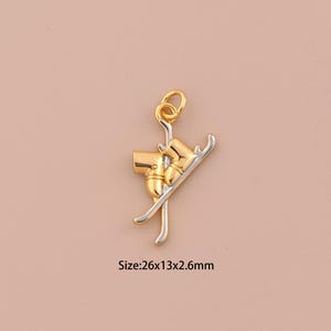18K Gold Ski Schuh Charms, Ski Schuh Charms Anhänger, Ski Schuh Charm für DIY Schmuckherstellung Versorgung