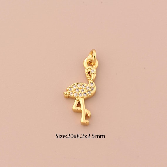 18K Gold Swan Charms,CZ Pave Animal Charms Pendants,Swan Charm for DIY Jewelry Making Supply