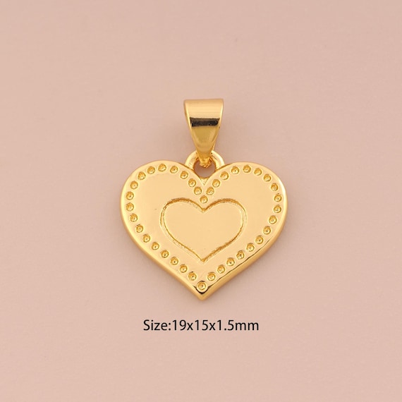 18K Gold Heart Charms,Heart Charms Pendants,Minimalist Charm for DIY Jewelry Making Supply