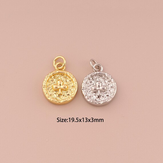 18K Gold Flower Charms,Minimalist Charms Pendants,Round Charm for DIY Jewelry Making Supply