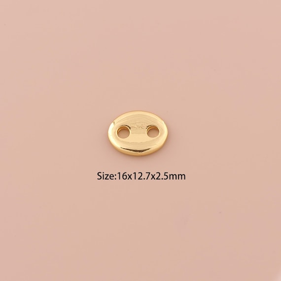 18K Gold Pig Nose Spacer Bead,Minimalist Bead,Flat Bead for DIY Jewelry Making Supply