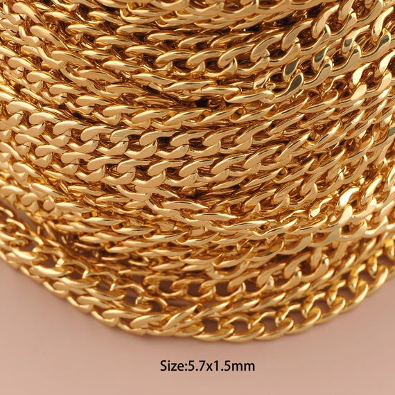 3.28 Feet 18K Gold Curb Chain,Special Chain,Semi-Finished Chain for DIY Jewelry Making Supply