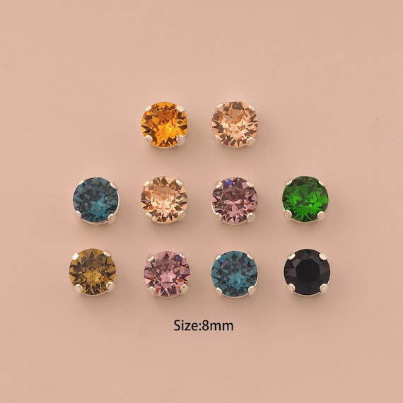 10 pcs Mix Random Colors Rivoli Crystal Beads,Stones in Metal Setting,Austrian Crystal,Made in Austria for DIY Jewelry Making Supply