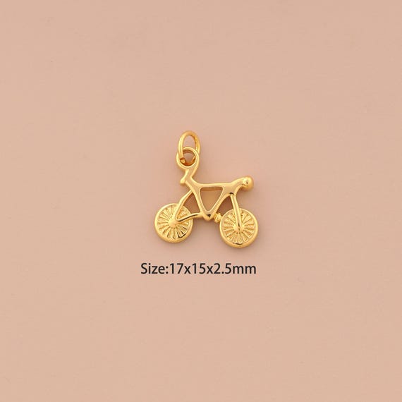 18K Gold Bicycle Charms,Sports Charms Pendants,Bicycle Charm for DIY Jewelry Making Supply