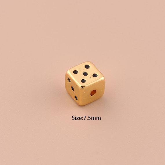 18K Gold Dice Spacer Bead,Minimalist Bead,Dice Bead for DIY Jewelry Making Supply
