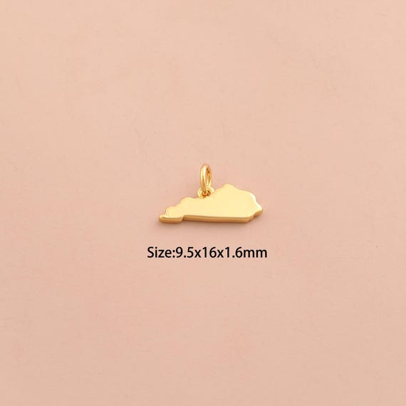 18K Gold Kentucky Map Charms,Map Charms Pendants,Kentucky Charm for DIY Jewelry Making Supply