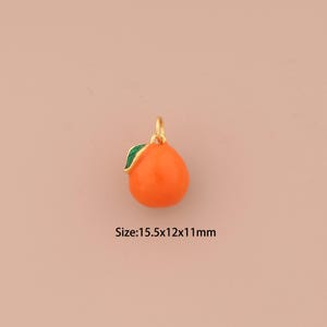 18K Gold Orange Charms,Enamel Fruit Charms Pendants,Orange Charm for DIY Jewelry Making Supply