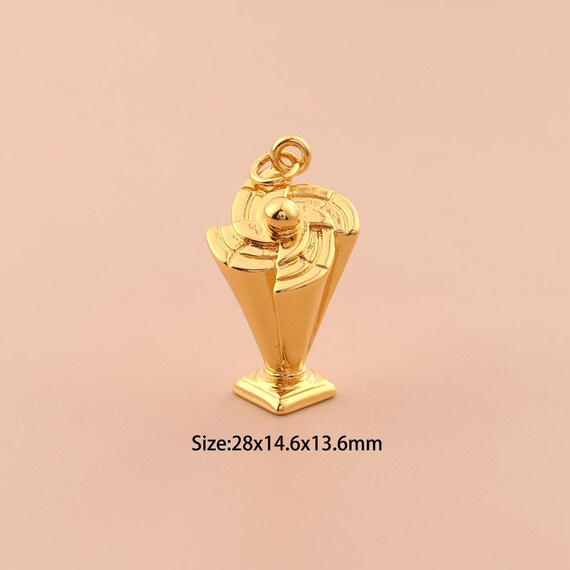 18K Gold Trophy Charms,Trophy Charms Pendants,Trophy Charm for DIY Jewelry Making Supply