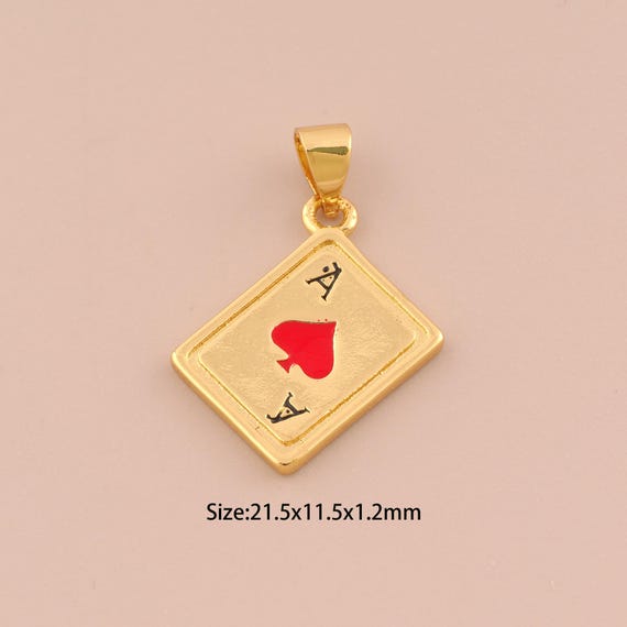 18K Gold Playing Card Charms,Enamel Card Charms Pendants,Square Charm for DIY Jewelry Making Supply