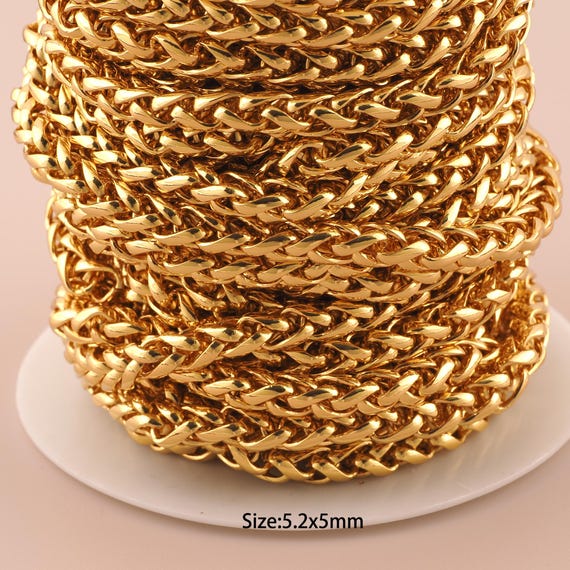 3.28 Feet 18K Gold Wheat Chain,Special Chain,Semi-Finished Chain for DIY Jewelry Making Supply
