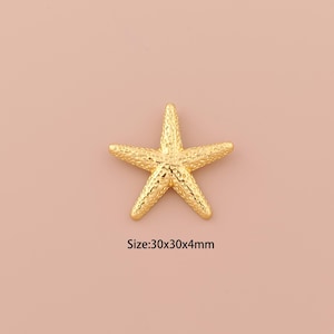 18K Gold Starfish Charms,Minimalist Charms Pendants,Starfish Charm for DIY Jewelry Making Supply