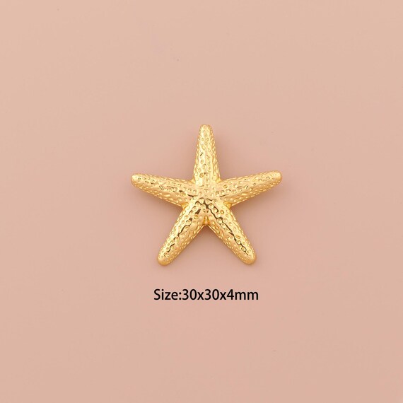 18K Gold Starfish Charms,Minimalist Charms Pendants,Starfish Charm for DIY Jewelry Making Supply