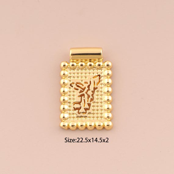 18K Gold Angel Charms,Square Charms Pendants,Angel Pendant for DIY Jewelry Making Supply