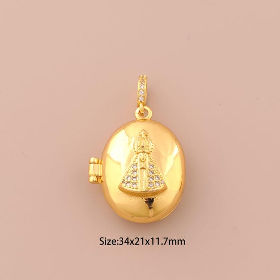 18K Gold Pope Charms,CZ Pave Photo Frame Charms Pendants,Christian Charm for DIY Jewelry Making Supply