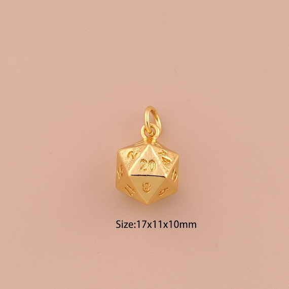 18K Gold Dice Charms,Minimalist Charms Pendants,Dice Charm for DIY Jewelry Making Supply