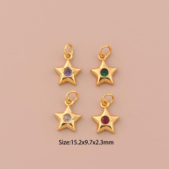 18K Gold Star Charms,Celestial Charms Pendants,Star Charm for DIY Jewelry Making Supply