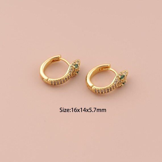 18K Gold Snake Earrings,CZ Pave Hugging Hoop Earrings,Hoop Earrings,Hypoallergenic Hoop Earrings,Gift for Her