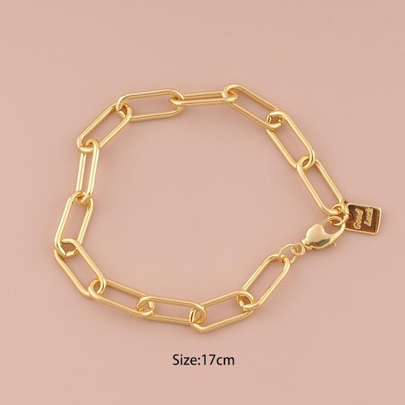 1 Str 18K Gold Paper Clip Bracelet,Minimalist Bracelet,GOOD LUCK Bracelet,Gift for Her