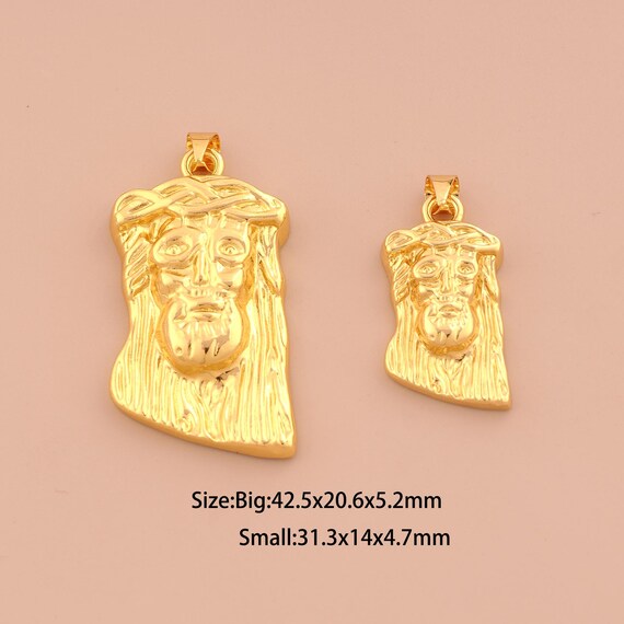 18K Gold Jesus Face Charms,Christian Charms Pendants,Jesus Charm for DIY Jewelry Making Supply