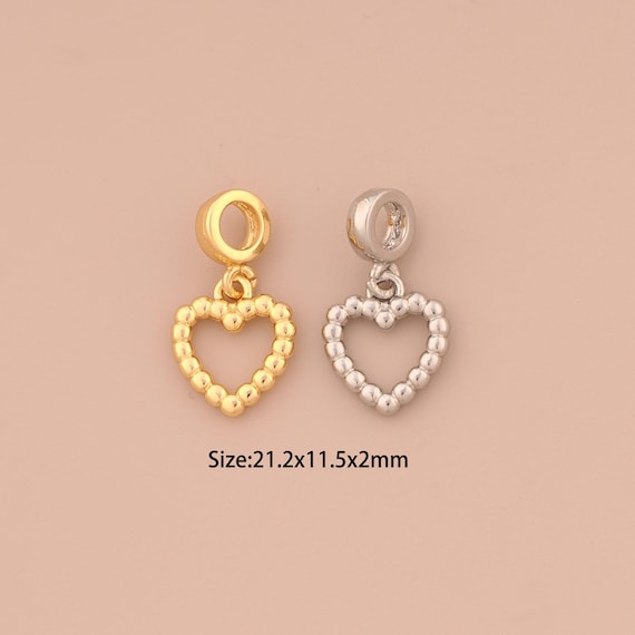 18K Gold Hollow Heart Charms,Love Charms Pendants,Heart Charm for DIY Jewelry Making Supply