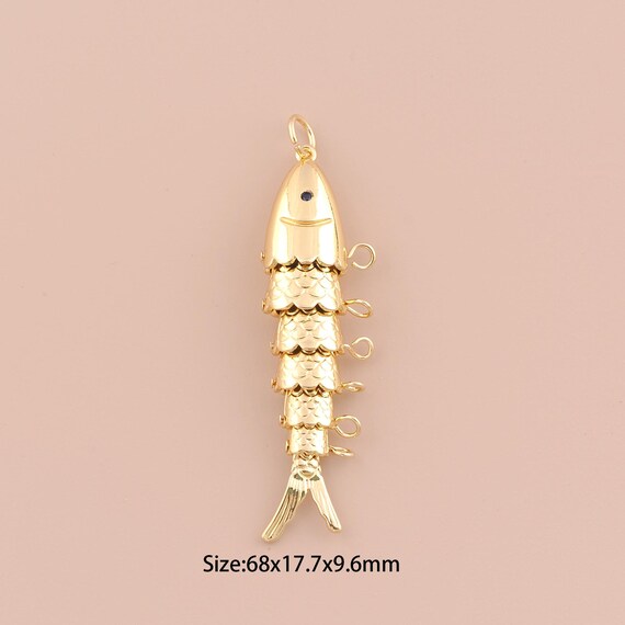 18K Gold Fish Charms,Minimalist Charms Pendants,Fish Charm for DIY Jewelry Making Supply