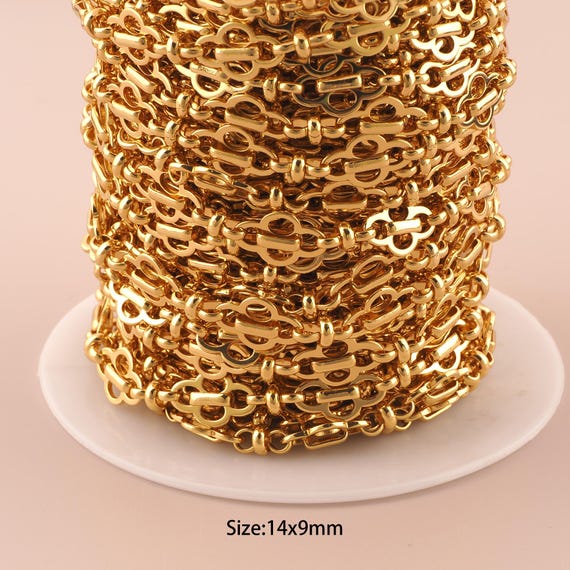 3.28 Feet 18K Gold Figure 8 Chain,Special Chain,Semi-Finished Chain for DIY Jewelry Making Supply