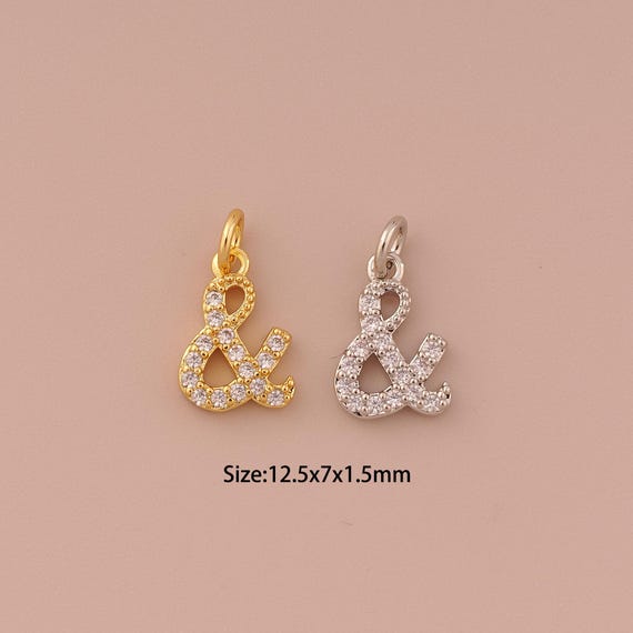 18K Gold Symbol Charms,CZ Pave Minimalist Charms Pendants,Symbol Charm for DIY Jewelry Making Supply