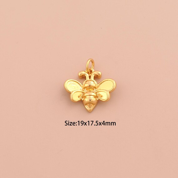 18K Gold Bee Charms,Insect Charms Pendants,Bee Charm for DIY Jewelry Making Supply
