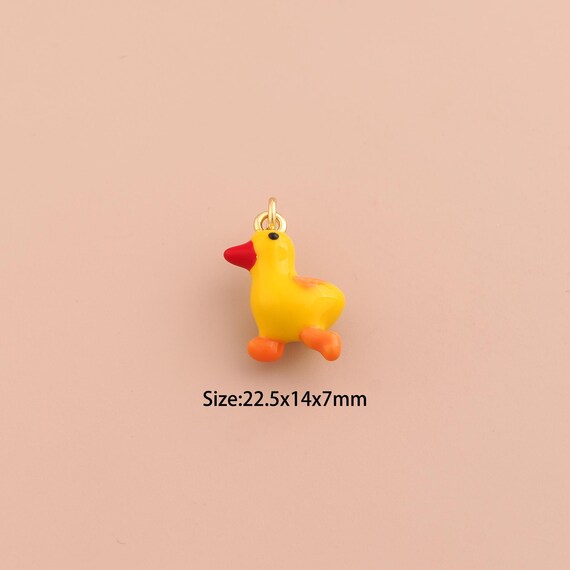 18K Gold Duck Charms,Animal Charms Pendants,Enamel Duck Charm for DIY Jewelry Making Supply