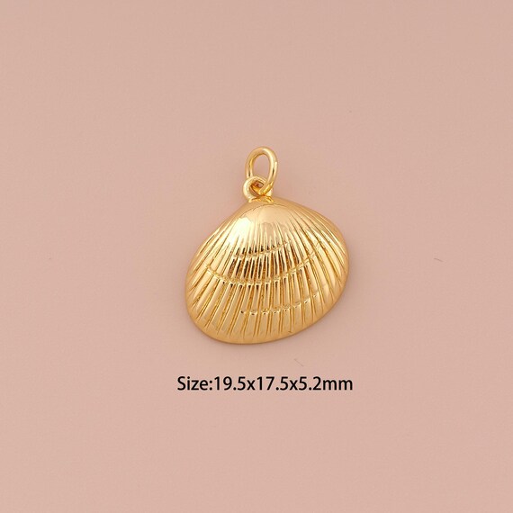 18K Gold Shell Charms,Minimalist Charms Pendants,Shell Charm for DIY Jewelry Making Supply