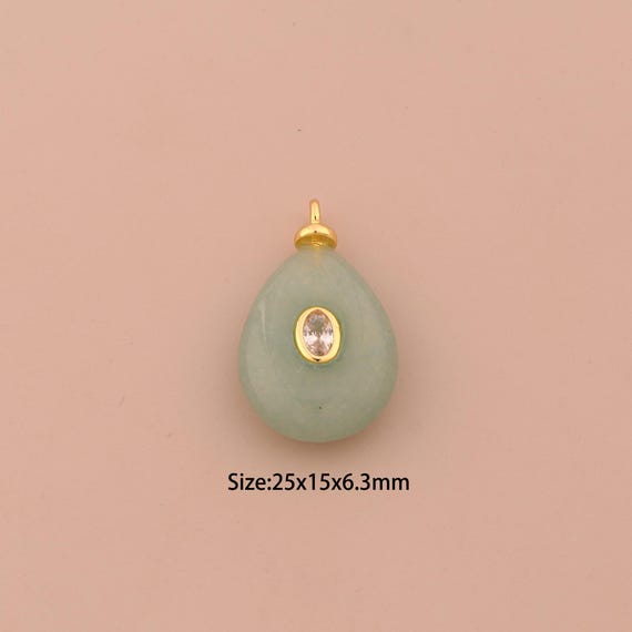 18K Gold Energy Stone Charms,Natural Stone Charms Pendants,Stone Charm for DIY Jewelry Making Supply