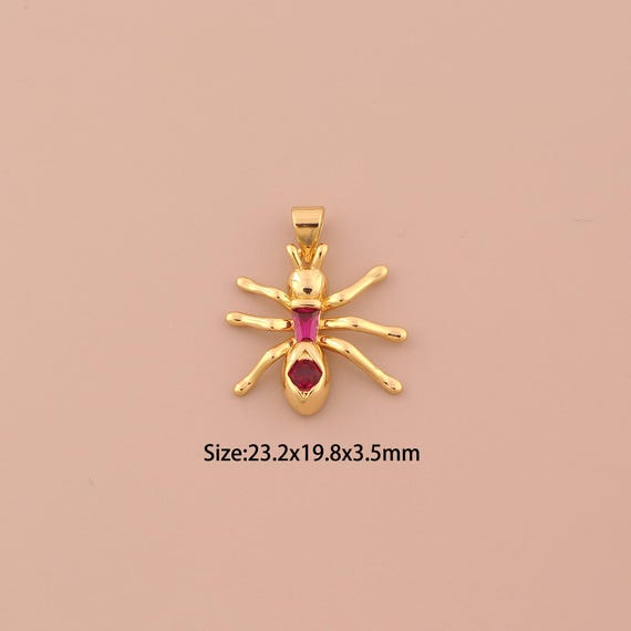 18K Gold Spider Charms,CZ Pave Spider Charms Pendants,Spider Charm for DIY Jewelry Making Supply