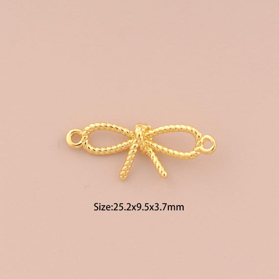 18K Gold Bow Connector,Minimalist Connector Charms,Bow Connector for DIY Jewelry Making Supply