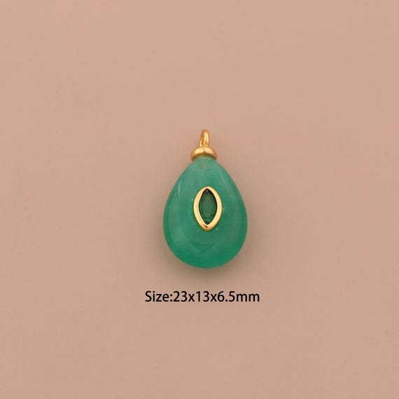 18K Gold Energy Stone Charms,Natural Stone Charms Pendants,Stone Charm for DIY Jewelry Making Supply