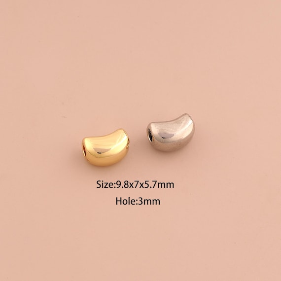 18K Gold Bean Spacer Bead,Bean Bead,Bean Bead for DIY Jewelry Making Supply