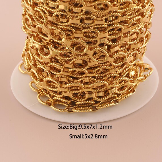 3.28 Feet 18K Gold Twist Chain,Special Chain,Semi-Finished Chain for DIY Jewelry Making Supply