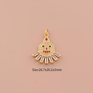 18K Gold Devil Charms,CZ Pave Devil Charms Pendants,Devil Charm for DIY Jewelry Making Supply
