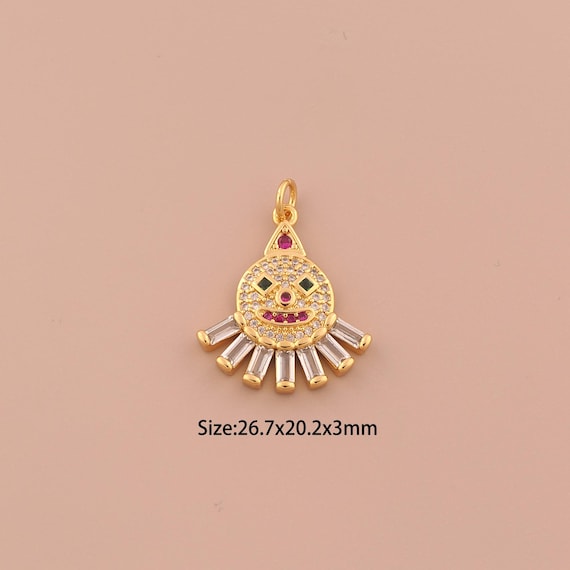 18K Gold Devil Charms,CZ Pave Devil Charms Pendants,Devil Charm for DIY Jewelry Making Supply