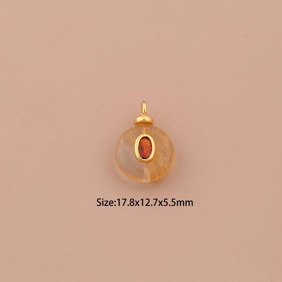 18K Gold Energy Stone Charms,Natural Stone Charms Pendants,Stone Charm for DIY Jewelry Making Supply