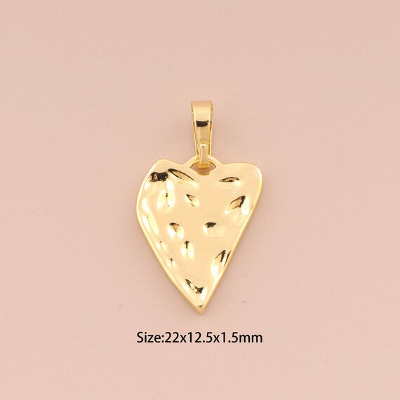 18K Gold Heart Charms,Heart Charms Pendants,Heart Charm for DIY Jewelry Making Supply
