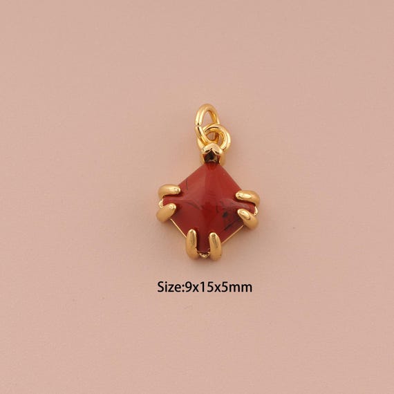 18K Gold Square Charms,Minimalist Charms Pendants,Square Charm for DIY Jewelry Making Supply