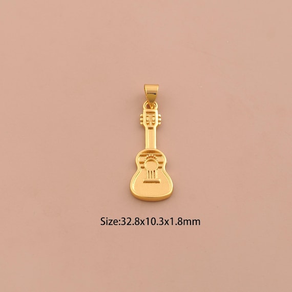 18K Gold Guitar Charms,Guitar Charms Pendants,Guitar Charm for DIY Jewelry Making Supply