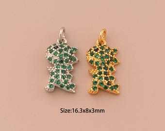 Charms animaux en or 18 carats, pendentifs à breloques minimalistes pavé CZ, breloque animal pour la fabrication de bijoux à bricoler soi-même