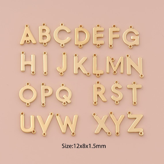 18K Gold 26 Letter Charms,Initial Charms Pendants,Letter Charm for DIY Jewelry Making Supply