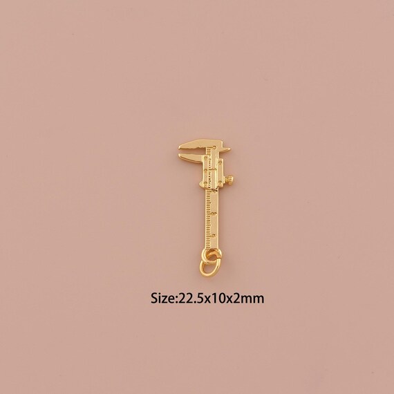 18K Gold Caliper Charms,Minimalist Charms Pendants,Caliper Charm for DIY Jewelry Making Supply