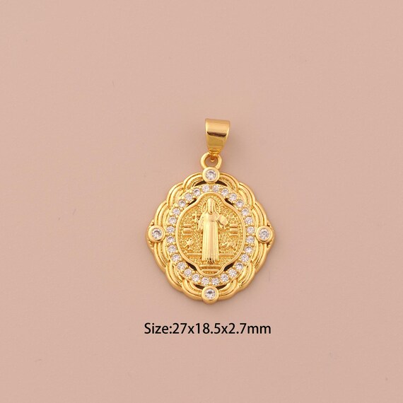 18K Gold Jesus Charms,CZ Pave Religious Charms Pendants,Christian Charm for DIY Jewelry Making Supply