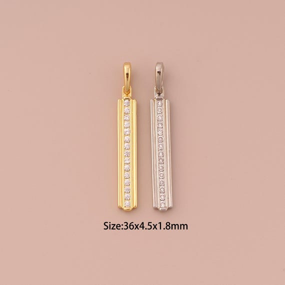 18K Gold Square Charms,CZ Pave Minimalist Charms Pendants,Square Charm for DIY Jewelry Making Supply